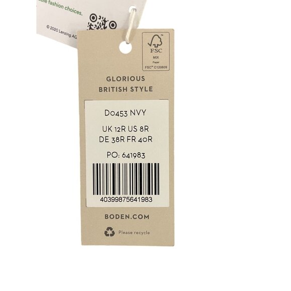 Boden Women Dress UK 12 US 8 Navy Blue Floral Midi Vneck Twisted Knot D0453 NWT - Picture 8 of 15